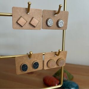 SUGARFIX by BaubleBar Druzy Stud Earring Set of 3. Deep teal not included.